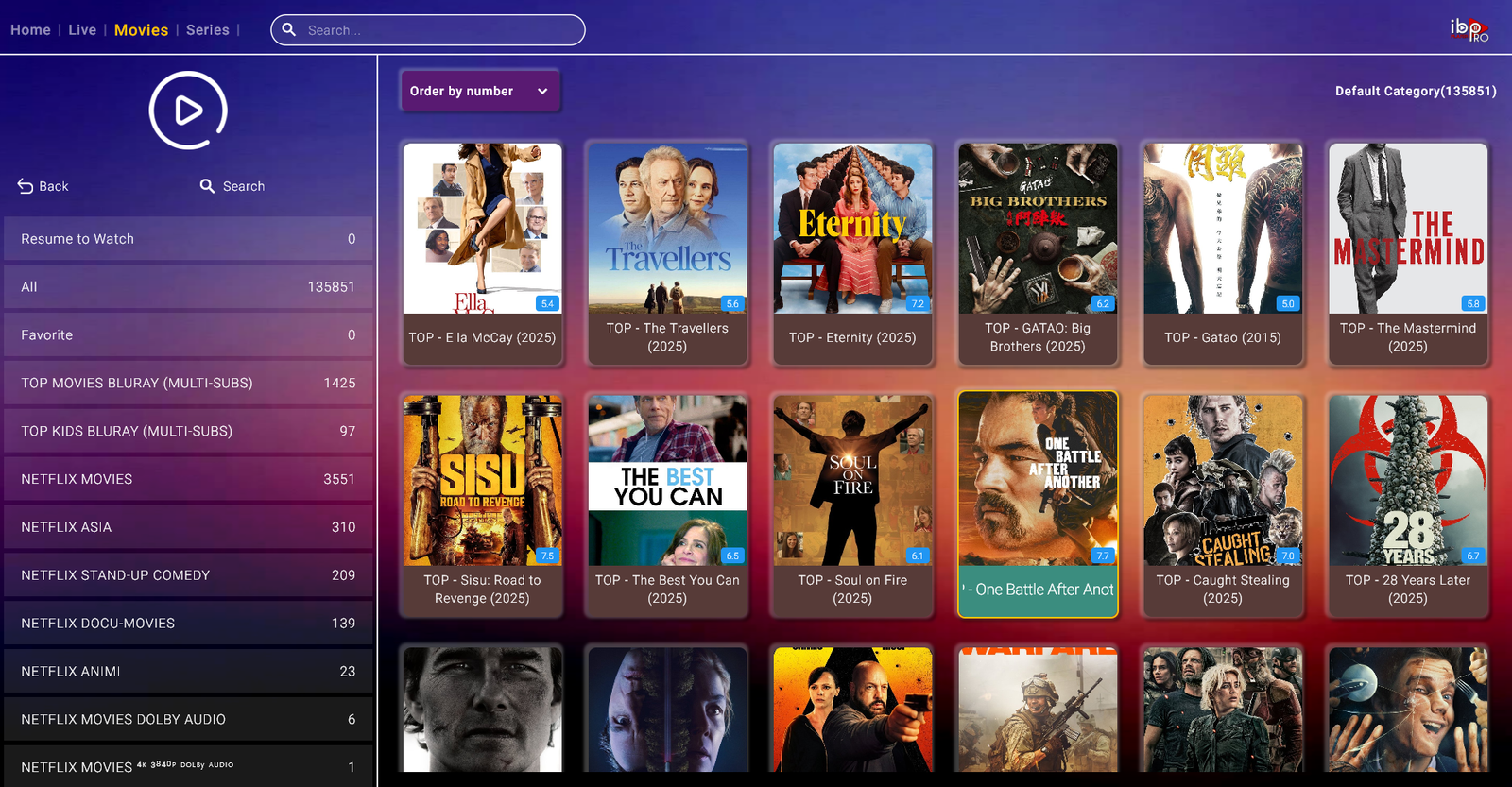 Massive VOD library with 100,000 plus movies and series